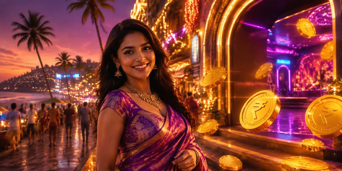 Goa beach nightlife scene combining casino entertainment and rupee currency